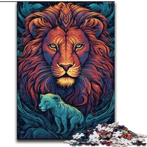 Puzzle für Erwachsene, 1000-teiliges farbenfrohes Löwen-Kunstpuzzle, Familie und Freunde, geeignet für Kinder ab 14 Jahren (Größe: 26x38cm) von LGSHENG
