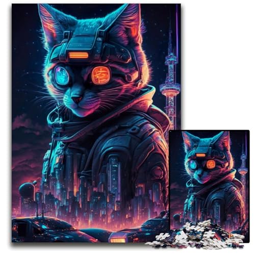 Puzzle für Erwachsene, Motiv: Katze und Mensch, 1000 Teile, Holzpuzzle, anspruchsvolles Denkspiel für Teenager, Spaß für den Familienspielabend, 50x75cm von LGSHENG