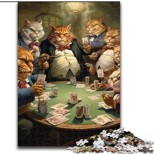 Puzzle für Erwachsene 1000 Katzen Spielen Poker, interaktives Familienspiel, Familienaktivitätsspiel (Größe: 50x75cm) von LGSHENG