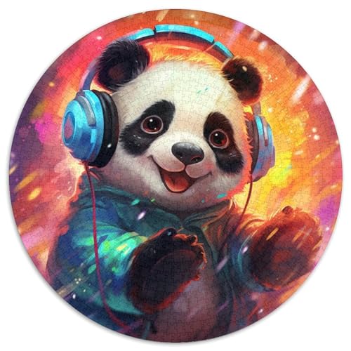 Puzzle für Erwachsene 1000 Panda mit Kopfhörern, Puzzle 1000 Teile, Weihnachten, Halloween, Ostern, Neujahr, 67,5 x 67,5 cm von LGSHENG