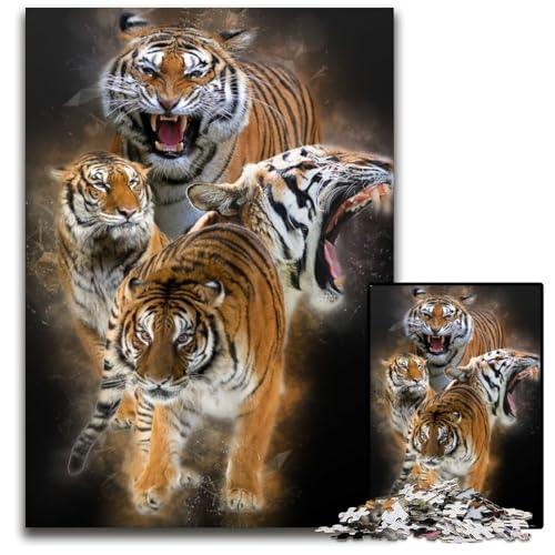 Puzzle für Erwachsene 1000 Teile Tigers Puzzle für Erwachsene, schwieriges Denkspiel für Jugendliche, 50x75cm Puzzle für Erwachsene 1000 Teile Tigers Puzzle für Erwachsene, schwieriges Denkspiel für Jugendliche, 50x75cm von LGSHENG
