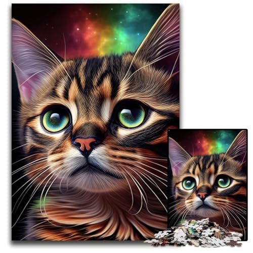 Puzzle für Erwachsene mit Katzen-Galaxie-Tiergesicht, 1000 Teile, Familie und Freunde, geeignet für Kinder ab 14 Jahren, 50x75cm Puzzle für Erwachsene mit Katzen-Galaxie-Tiergesicht, 1000 Teile, Familie und Freunde, geeignet für Kinder ab 14 Jahren, 50x75cm von LGSHENG