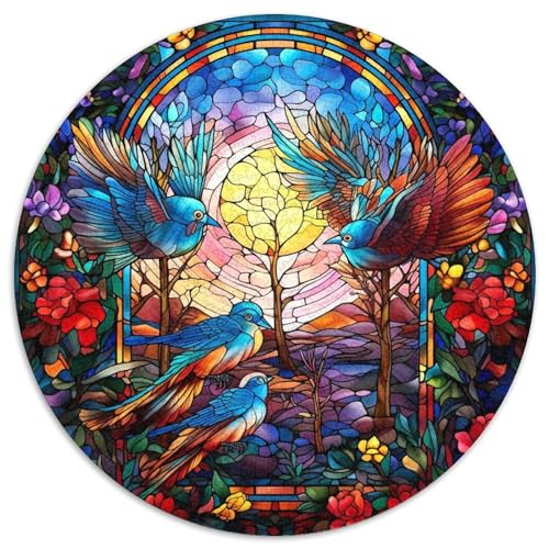 Puzzle mit 1000 Teilen, Buntglas-Vogel, Kartonpuzzle, Weihnachten, Halloween, Ostern, Neujahr (67,5 x 67,5 cm) von LGSHENG