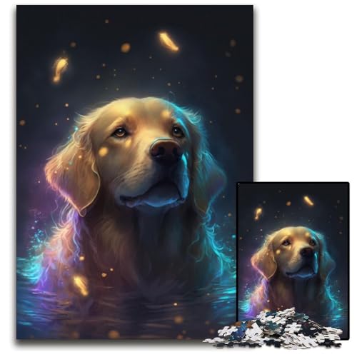Puzzle mit 1000 Teilen, Traumhafter Golden Retriever, anspruchsvolle Puzzles, Spaß für die ganze Familie, Herausforderung für das Gehirn, Teenager, 26x38cm Puzzle mit 1000 Teilen, Traumhafter Golden Retriever, anspruchsvolle Puzzles, Spaß für die ganze Familie, Herausforderung für das Gehirn, Teenager, 26x38cm von LGSHENG