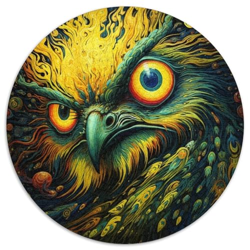 Puzzle mit 1000 Teilen, psychedelische Eule, Kartonpuzzle, Weihnachten, Halloween, Ostern, Neujahr (67,5 x 67,5 cm) von LGSHENG