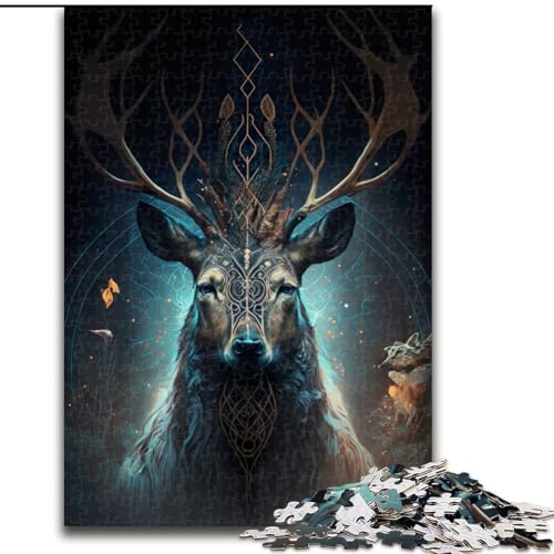 Puzzle mit 1000 Teilen für Erwachsene, Fantasy-Hirsch-Puzzle, perfekt für Teenager, Familienzusammenhalt, Denksportaufgabe und DIY-Geschenk zur Heimdekoration (Größe: 50x75cm) von LGSHENG