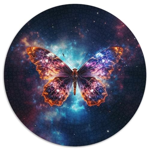 Puzzle mit 1000 Teilen für Erwachsene, Galaxie-Schmetterling, rund, aus Pappe, anspruchsvolles Denkspiel für Teenager, Spaß für die ganze Familie, DIY-Geschenk zur Heimdekoration (67,5 x 67,5 cm) von LGSHENG