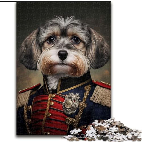Puzzle mit 1000 Teilen für Erwachsene, Hund in Militäruniform, anspruchsvolles Denkspiel für Teenager, perfekt als Heimdekoration oder Geschenk (Größe: 50x75cm) von LGSHENG