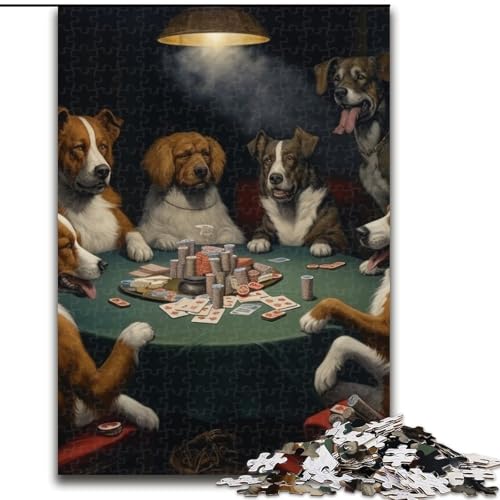 Puzzle mit 1000 Teilen für Erwachsene, Hunde Spielen Poker, kreatives Familienspiel und Heimdekoration, Teenager (Größe: 26x38cm) von LGSHENG