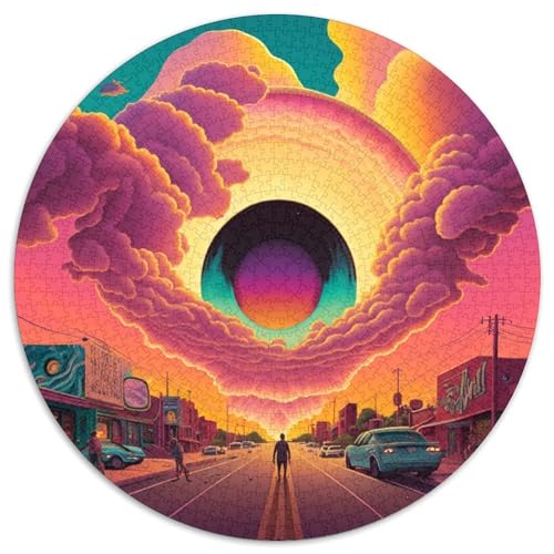 Puzzle mit 1000 Teilen für Erwachsene, Neon Road, runde Papppuzzles, anspruchsvolles Denkspiel für Teenager, Spaß für die ganze Familie, DIY-Geschenk zur Heimdekoration (67,5 x 67,5 cm) von LGSHENG