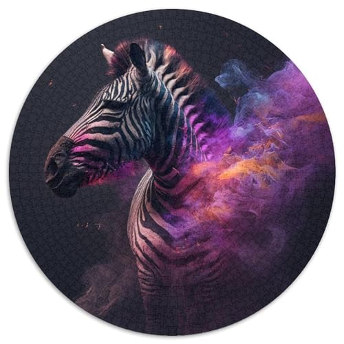 Puzzle mit 1000 Teilen für Erwachsene, Zebranebel, rund, Papierpuzzle, anspruchsvolles DIY-Denkspiel, perfektes Familienspiel oder dekoratives Geschenk (67,5 x 67,5 cm) von LGSHENG