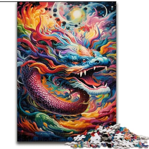 Puzzle mit 1000 Teilen für Erwachsene, farbenfrohes Drachenkunst-Puzzle, anspruchsvolles Denkspiel für Teenager, perfekt als Heimdekoration oder Geschenk (Größe: 50x75cm) von LGSHENG