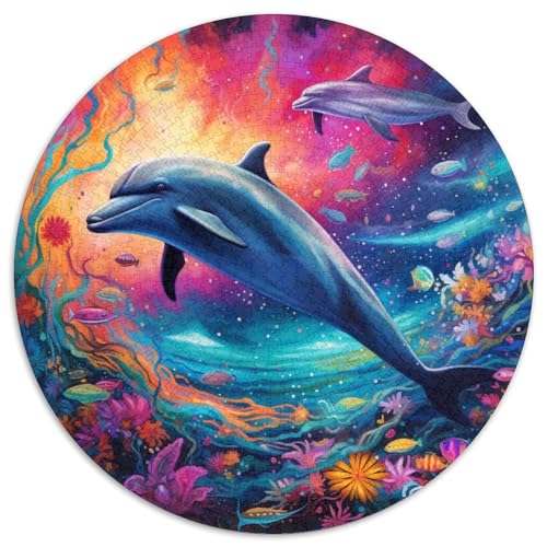 Puzzle mit 1000 Teilen für Erwachsene, farbige Delfine, Kartonpuzzle, Heimaktivität für Feiertage, Geburtstage und Familienspieleabende (67,5 x 67,5 cm) von LGSHENG