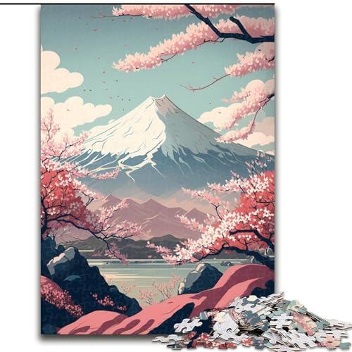 Puzzle mit 1000 Teilen für Erwachsene, japanische Kirschblüten-Puzzle, anspruchsvolles Denkspiel, Familienaktivität, Heimdekoration, (Größe: 26x38cm) von LGSHENG