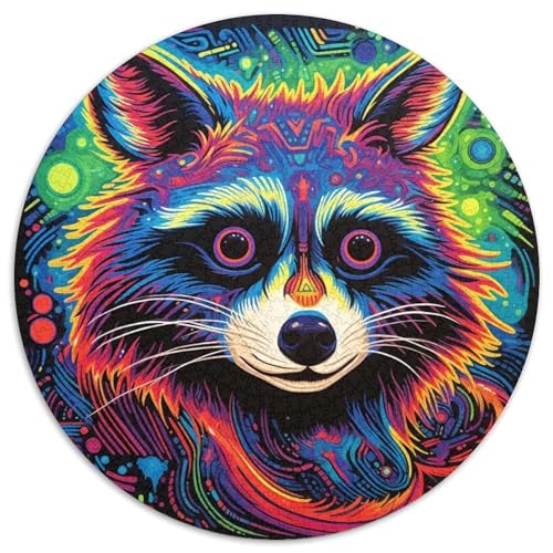 Puzzle mit 1000 Teilen für Erwachsene, psychedelisches Tier, Waschbär, Kartonpuzzle, anspruchsvolles DIY-Denkspiel, perfektes Familienspiel oder dekoratives Geschenk (67,5 x 67,5 cm) von LGSHENG