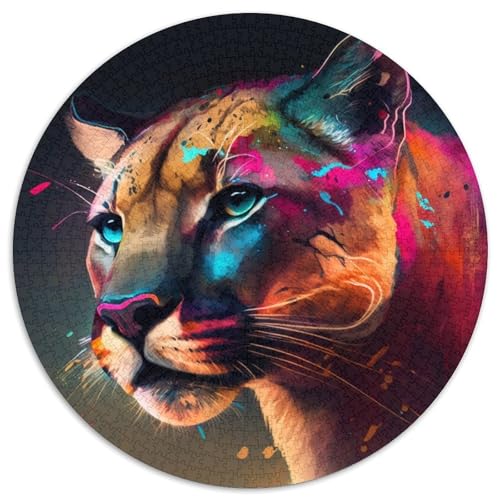 Puzzle mit 1000 Teilen für Erwachsene, rund, Puma-Nebel, Papierpuzzle, anspruchsvolles DIY-Denkspiel, perfektes Familienspiel oder dekoratives Geschenk (67,5 x 67,5 cm) von LGSHENG