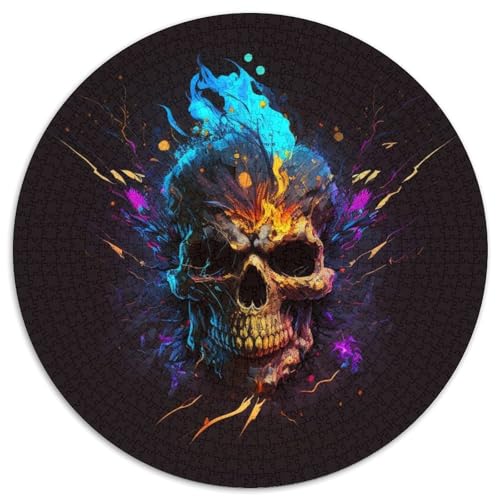 Puzzle mit 1000 Teilen für Erwachsene, rund, Totenkopf-Puzzle aus Papier, anspruchsvolles DIY-Denkspiel, perfektes Familienspiel oder dekoratives Geschenk (67,5 x 67,5 cm) von LGSHENG