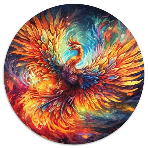 Puzzle mit 1000 Teilen für Erwachsene, rundes Papierpuzzle „Psychedelischer Phönixvogel Geburtstage, Weihnachten, Halloween, Thanksgiving, Ostern (67,5 x 67,5 cm) von LGSHENG