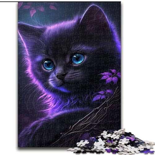 Puzzle mit 1000 Teilen für Erwachsene, süßes lila Katzen-Puzzle, perfekt für Teenager, Familienzusammenhalt, Denksportaufgabe und DIY-Geschenk zur Heimdekoration (Größe: 26x38cm) von LGSHENG