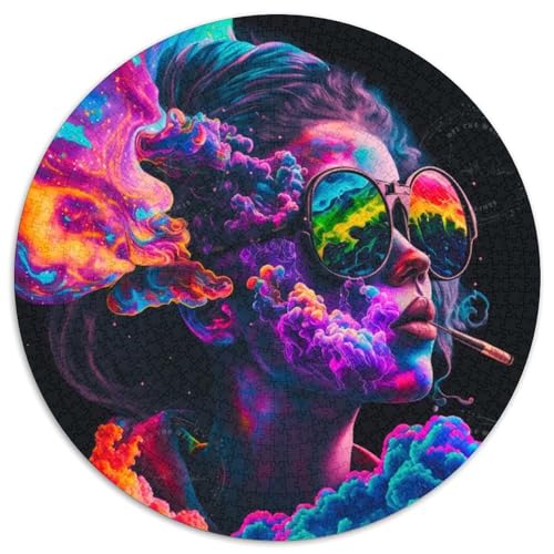 Puzzle mit 1000 Teilen für Erwachsene, trendiges Mädchen, rund, aus Pappe, anspruchsvolles Denkspiel für Teenager, Spaß für die ganze Familie, DIY-Geschenk zur Heimdekoration (67,5 x 67,5 cm) von LGSHENG