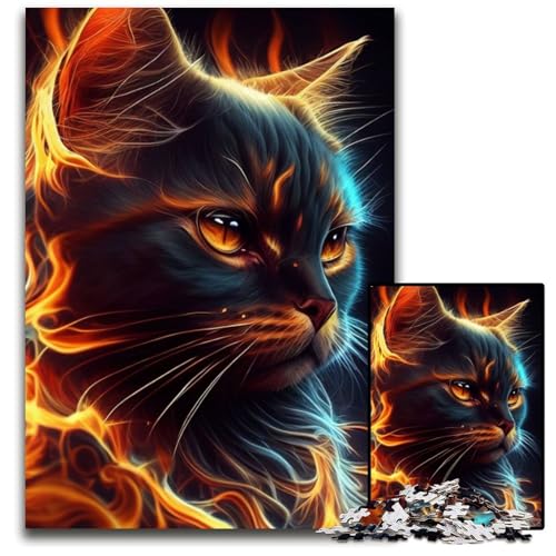Puzzle mit Katzen- und Feuer-Tiergesicht, 1000 Teile, für Erwachsene, Holzpuzzle, Heimdekoration und Urlaubsspaß, 26x38cm Puzzle mit Katzen- und Feuer-Tiergesicht, 1000 Teile, für Erwachsene, Holzpuzzle, Heimdekoration und Urlaubsspaß, 26x38cm von LGSHENG