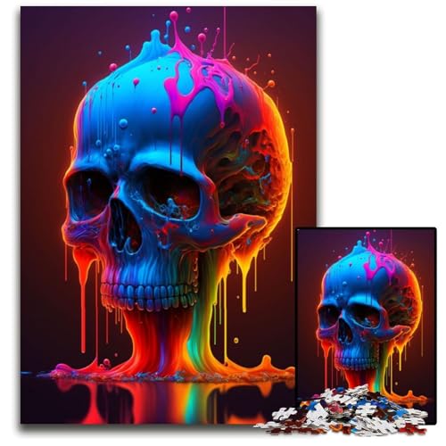 Puzzle mit bunten Totenkopf-Motiven für Erwachsene, 1000 Teile, Familie und Freunde, geeignet für Kinder ab 14 Jahren, 50x75cm Puzzle mit bunten Totenkopf-Motiven für Erwachsene, 1000 Teile, Familie und Freunde, geeignet für Kinder ab 14 Jahren, 50x75cm von LGSHENG