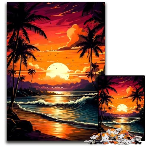 Retro-Strand-Sonnenuntergang-Puzzle 1000 Teile für Erwachsene Holzpuzzles Heimdekoration und Urlaubsspaß 50x75CM/19,68x29,52 Zoll Retro-Strand-Sonnenuntergang-Puzzle 1000 Teile für Erwachsene Holzpuzzles Heimdekoration und Urlaubsspaß 50x75CM/19,68x29,52 Zoll von LGSHENG