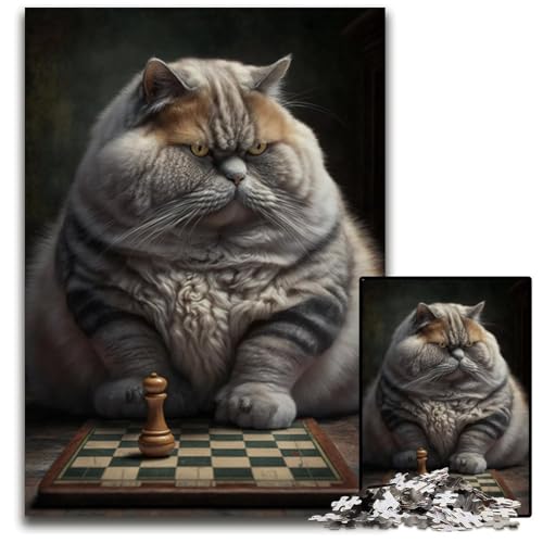 Schachkatzen-Puzzle für Erwachsene, 1000-teiliges Puzzle für Erwachsene, Familie und Freunde, geeignet für Kinder ab 14 Jahren, 50x75cm Schachkatzen-Puzzle für Erwachsene, 1000-teiliges Puzzle für Erwachsene, Familie und Freunde, geeignet für Kinder ab 14 Jahren, 50x75cm von LGSHENG