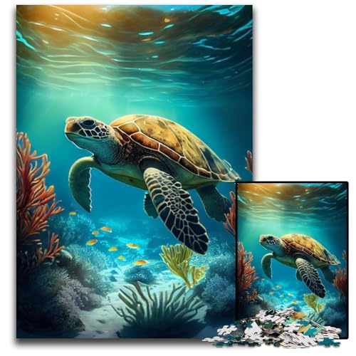Schildkröten-Tierpuzzle, 1000 Teile, Holzpuzzle, DIY-Dekoration, Gehirn-Herausforderung, für Erwachsene, Familie, 50x75cm Schildkröten-Tierpuzzle, 1000 Teile, Holzpuzzle, DIY-Dekoration, Gehirn-Herausforderung, für Erwachsene, Familie, 50x75cm von LGSHENG