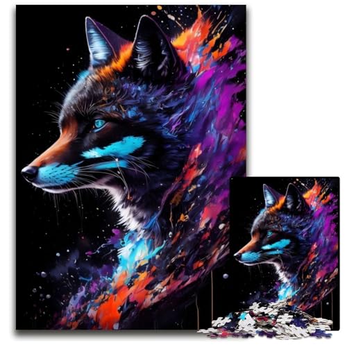 Schwarz-Rotfuchs-Porträt, 1000-teiliges Puzzle für Erwachsene, Holzpuzzle, anspruchsvolles Denkspiel für Teenager, Spaß am Familienspielabend, 50x75cm Schwarz-Rotfuchs-Porträt, 1000-teiliges Puzzle für Erwachsene, Holzpuzzle, anspruchsvolles Denkspiel für Teenager, Spaß am Familienspielabend, 50x75cm von LGSHENG