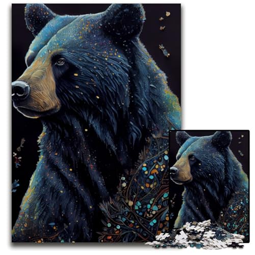 Schwarzbär-Tuschemalerei-Puzzle 1000 Teile für Erwachsene, anspruchsvolles Rätsel, Denksportaufgabe, Spiel für Erwachsene, interaktive Familienaktivität, 26x38cm von LGSHENG