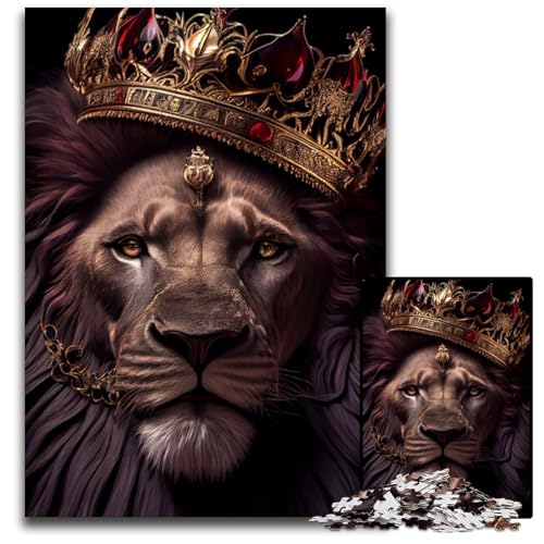 Schwarzer König der Löwen oder Rot, 1000-teiliges Puzzle-Geschenk, Unmögliches Puzzle für Erwachsene, Herausforderndes Denkspiel für Teenager, Familienspaß, Interaktives Spiel, 50x75cm von LGSHENG