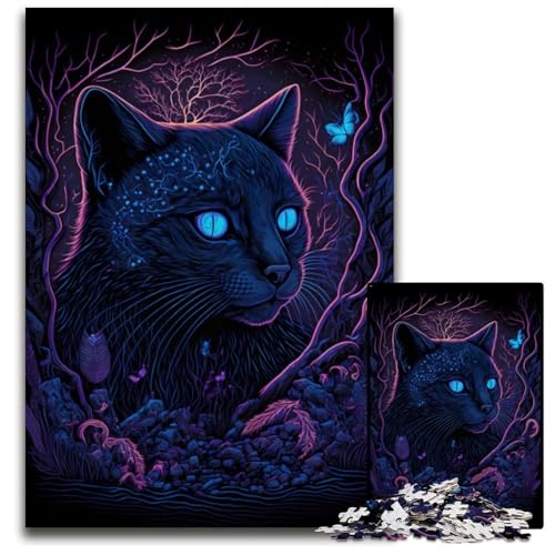 Schwarzlicht-Katzen-Puzzle für Erwachsene, 1000-teiliges Puzzle für Erwachsene, Familie und Freunde, geeignet für Kinder ab 14 Jahren, 26x38cm von LGSHENG