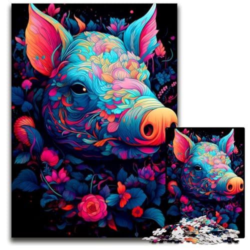 Schweine-Puzzle 1000 Teile für Erwachsene, Puzzle für Erwachsene, DIY-Heimdekor-Geschenk, Denksportspiel, 26x38cm von LGSHENG