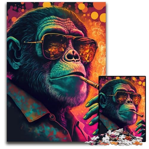 Smoking Monkey 1000-teiliges Puzzle aus Holz für Erwachsene, anspruchsvolles Denkspiel, entspannendes Spielzeug für Teenager, 26x38cm Smoking Monkey 1000-teiliges Puzzle aus Holz für Erwachsene, anspruchsvolles Denkspiel, entspannendes Spielzeug für Teenager, 26x38cm von LGSHENG