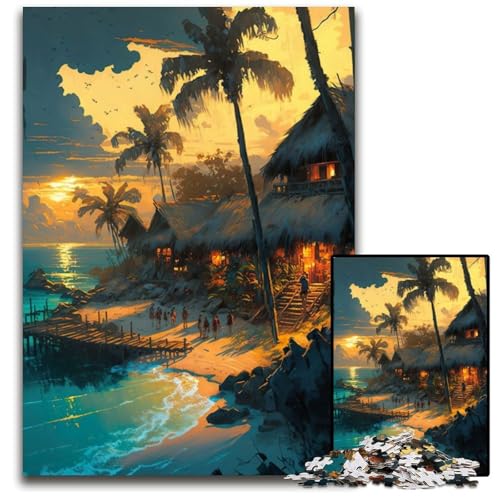 Sonnenuntergang am Strand, 1000-teiliges Puzzle, Holzpuzzle, DIY-Dekoration, Gehirn-Herausforderung, für Erwachsene, Familie, 26x38cm Sonnenuntergang am Strand, 1000-teiliges Puzzle, Holzpuzzle, DIY-Dekoration, Gehirn-Herausforderung, für Erwachsene, Familie, 26x38cm von LGSHENG