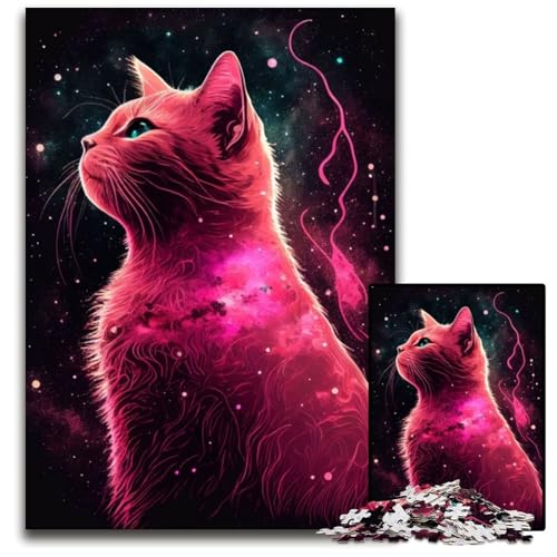 Space Cat Nebula Puzzle 1000 Teile für Erwachsene Puzzles Perfekt für Familienfeiern, Geburtstage, Feiertage 26X38CM/10,23x14,96 Zoll von LGSHENG