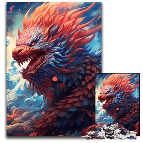 Spirit Lion Dragon Puzzle für Erwachsene, 1000-teiliges Holzpuzzle für Erwachsene, anspruchsvolles Denkspiel für Teenager, Spaß für den Familienspieleabend, 50x75cm von LGSHENG
