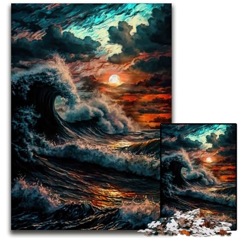 Stormly Ocean 1000-teiliges Puzzle, Holzpuzzle für Erwachsene, anspruchsvolles Denkspiel – entspannendes Spielzeug für Teenager, 50x75cm Stormly Ocean 1000-teiliges Puzzle, Holzpuzzle für Erwachsene, anspruchsvolles Denkspiel – entspannendes Spielzeug für Teenager, 50x75cm von LGSHENG