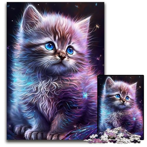Süßes Galaxiekätzchen, 1000-teiliges Puzzle für Erwachsene, Holzpuzzle für Heimdekoration, Gehirntraining, 26x38cm von LGSHENG