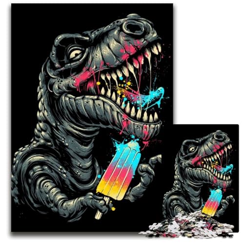 Sweet Tooth Dinosaurier 1000-teiliges Puzzle Holzpuzzle für Erwachsene Anspruchsvolles Denkspiel - Entspannendes Spielzeug für Teenager 50x75CM/19,68x29,52 Zoll von LGSHENG