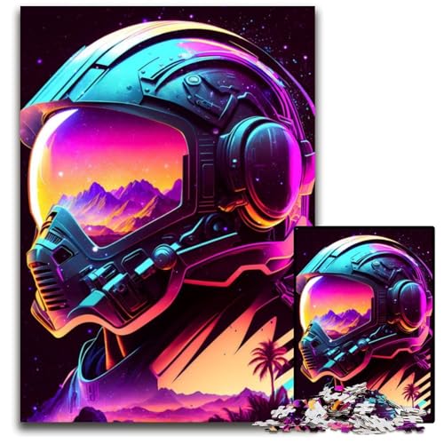 Synthwave Helm 1000 Teile Puzzle Geschenke Unmögliche Puzzles für Erwachsene Herausfordernde Denksportaufgabe für Teenager, Familienspaß Interaktives Spiel 26X38CM/10,23x14,96 Zoll von LGSHENG