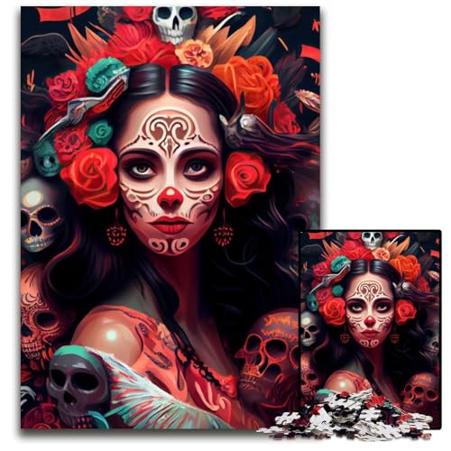 Tag der Toten, 1000-teiliges Puzzle für Erwachsene, Holzpuzzle, anspruchsvolles Denkspiel für Teenager, Spaß am Familienspielabend, 26x38cm von LGSHENG