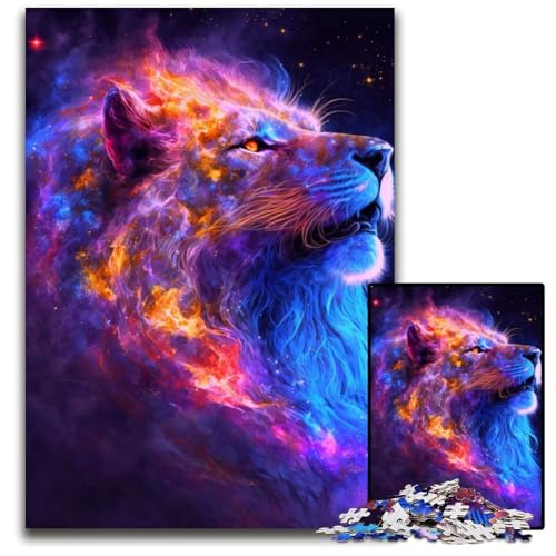 Tier-Löwe-Galaxie-Puzzle 1000 Teile für Erwachsene Holzpuzzles Heimdekoration und Urlaubsspaß 26x38cm von LGSHENG