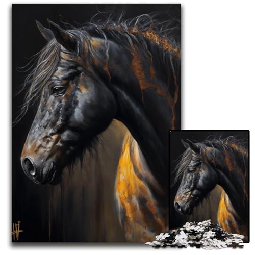 Tier-Pferd-Puzzle, 1000 Teile, Puzzle für Erwachsene, ideal für Verliebte, perfektes Weihnachts-, Neujahrs- und Valentinstagsgeschenk, 50x75cm von LGSHENG