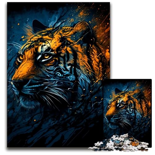 Tiger 1000-teiliges Puzzle für Erwachsene, Holzpuzzle, anspruchsvolles DIY-Dekorationsspiel, interaktives Familienspielzeug, 50x75cm Tiger 1000-teiliges Puzzle für Erwachsene, Holzpuzzle, anspruchsvolles DIY-Dekorationsspiel, interaktives Familienspielzeug, 50x75cm von LGSHENG
