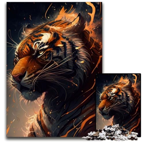 Tiger Anime Tier 1000-teiliges Puzzle Holzpuzzle für Erwachsene Anspruchsvolles Denkspiel - Entspannendes Spielzeug für Teenager 50x75CM/19,68x29,52 Zoll von LGSHENG