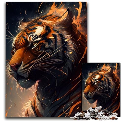 Tiger-Anime-Tier-Puzzle für Erwachsene, 1000-teiliges Puzzle für Erwachsene, Familie und Freunde, geeignet für Kinder ab 14 Jahren, 26x38cm von LGSHENG