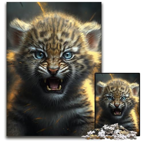 Tiger Baby 1000-teiliges Puzzle für Erwachsene, Holzpuzzle für Heimdekoration, Gehirntraining, 26x38cm Tiger Baby 1000-teiliges Puzzle für Erwachsene, Holzpuzzle für Heimdekoration, Gehirntraining, 26x38cm von LGSHENG