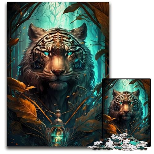 Tiger Fiktives 1000-teiliges Puzzle aus Holz für Erwachsene, anspruchsvolles Denkspiel, entspannendes Spielzeug für Teenager, 26x38cm Tiger Fiktives 1000-teiliges Puzzle aus Holz für Erwachsene, anspruchsvolles Denkspiel, entspannendes Spielzeug für Teenager, 26x38cm von LGSHENG
